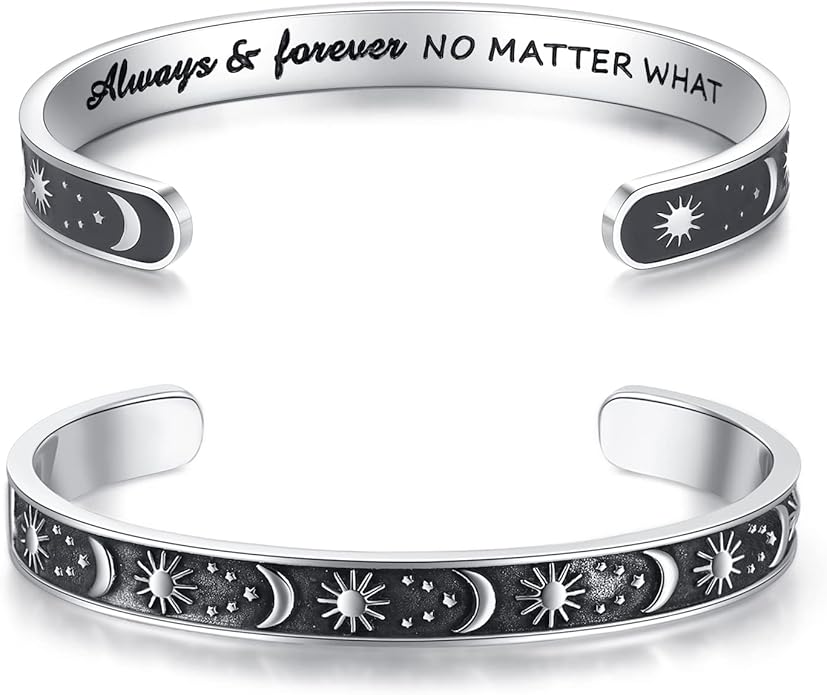 TONY & SANDY Inspirational Bracelets for Women Teen Girls Personalized Gifts for Daughter Granddaughter Mom Sister Friends Stainless Steel Engraved Cuff Birthday Easter Christmas