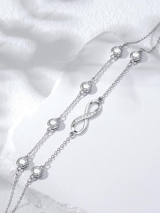 Dorunmo Anklet Bracelets for Women 925 Sterling Silver Infinity Anklets Bracelets Birthstone Jewelry Gifts for Mom Wife