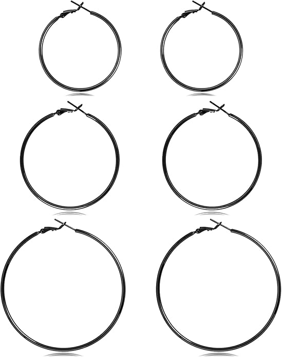 Big Gold Hoop Earrings for Women Hypoallergenic 925 Sterling Silver Post Thin Loop 14K Gold Plated Hoop Earrings Set for Women, 3 Pairs