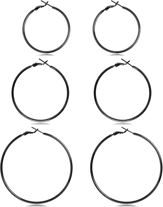 Big Gold Hoop Earrings for Women Hypoallergenic 925 Sterling Silver Post Thin Loop 14K Gold Plated Hoop Earrings Set for Women, 3 Pairs