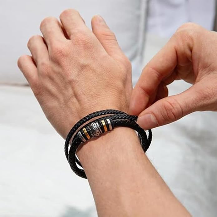 To My Son Bracelet from Dad with Heartfelt Message, Bracelets For Men, Birthday Gift for Son from Mom and Dad, Graduation Christmas Gifts for Him