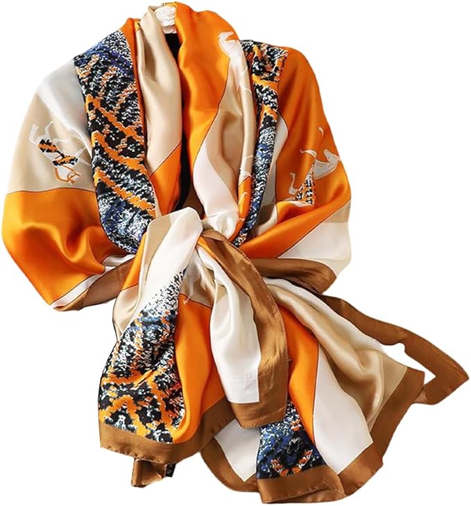 Clysoru Silk Scarf For Women Hair Scarves Lightweight Satin Elegant Shawl Wraps Bufanda Mujer Fashion Accessories 70.8"X35.4"