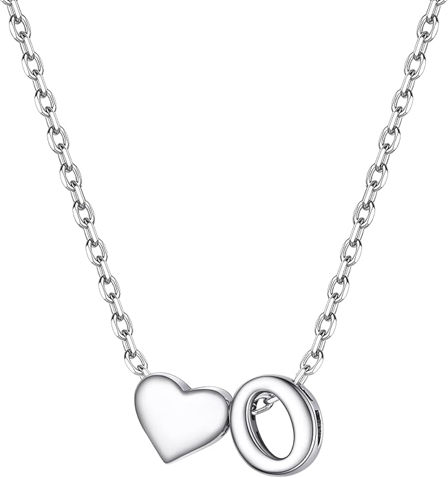 PROSILVER Initial Heart Necklace for Women, 925 Sterling Silver Tiny Heart Letter Necklace Siver, Gold Necklace, Come with Box