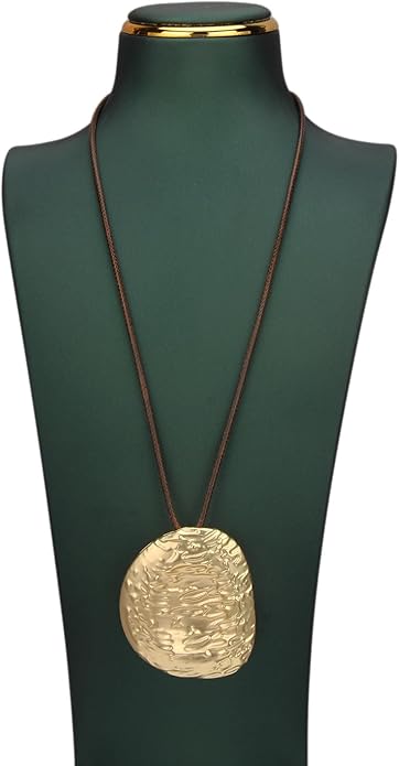 Boho Necklaces for Women Chunky Circle Necklace Layered Boho Circle Leather Choker Necklace Long Vintage Necklaces Bohemian Jewlery Gifts
