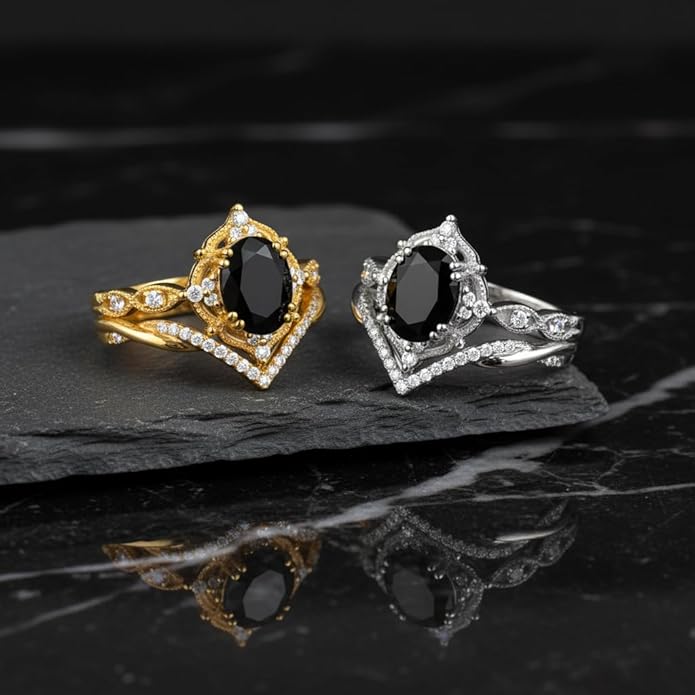 Oval Cut Vintage Gemstone Engagement Rings set for Women S925 Sterling Silver/10K/14K/18K Gold Birthstone Promise Anniversary Bridal Set Ring for her