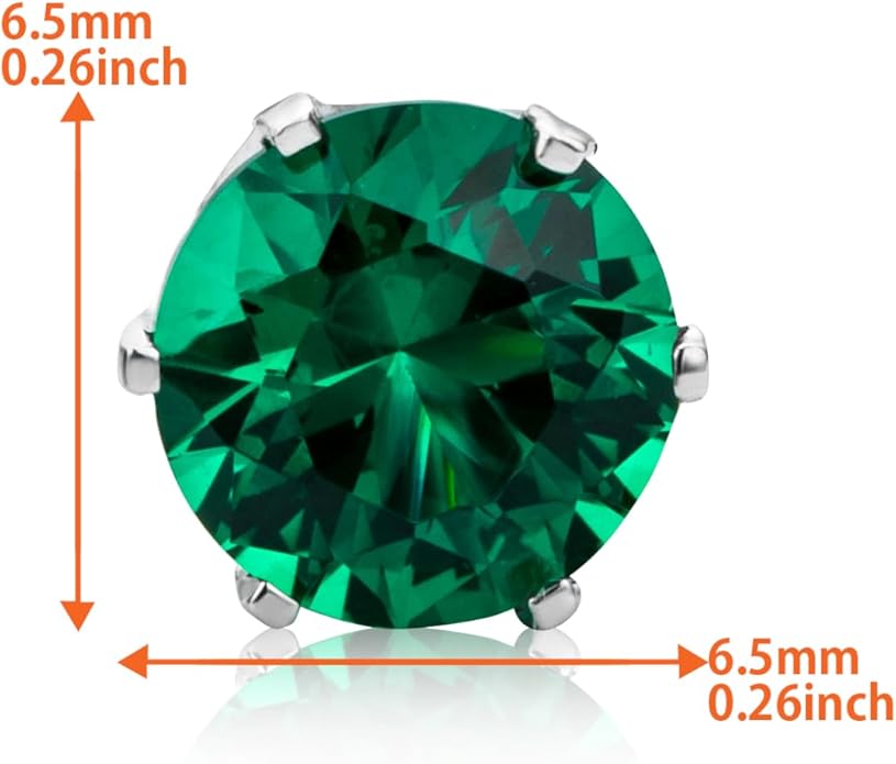 Round 14K Gold Earrings for Women in Solid 14K White Gold 585/14K Yellow Gold 585 with Ruby/Sapphire/Zirconia/Emerald Gemstones, Stud Earrings For Women,Women's Jewelry Delivered in Jewelry Box