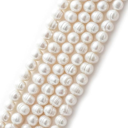 Adabele 1 Strand Real Natural Potato Round White Cultured Freshwater Pearl Loose Beads 10-11mm for Jewelry Craft Making 14 Inch FP4-11
