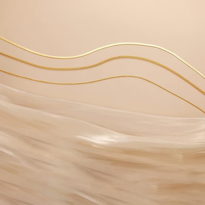 Freekiss Herringbone Necklace for Women,Dainty Gold Necklace,14k Gold Plated Snake,Gold Chain Choker Necklaces,Simple Gold Layered Necklaces,Gold Jewelry Gift for Women