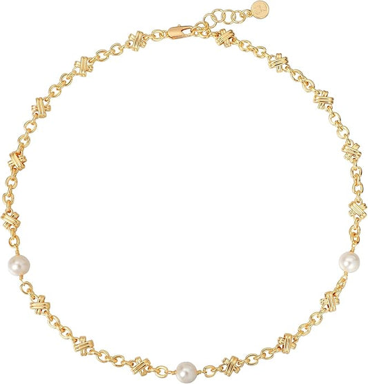 MTMY Beaded Necklaces for Women 14K Gold Plated Dainty Colorful Green/Rose Beaded Pearl Choker Necklace Delicate Boho Choker Necklace Jewelry Gift