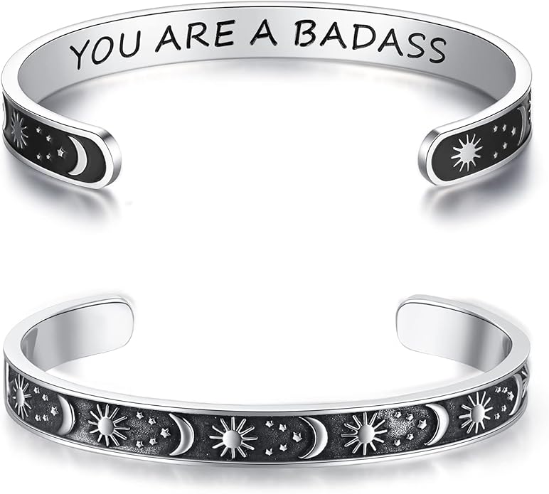 TONY & SANDY Inspirational Bracelets for Women Teen Girls Personalized Gifts for Daughter Granddaughter Mom Sister Friends Stainless Steel Engraved Cuff Birthday Easter Christmas