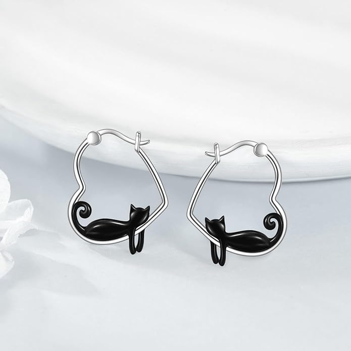 YFN Animal Earrings Sterling Silver Animal Heart Hoop Dangle Earrings Cute Jewelry Gifts for Women