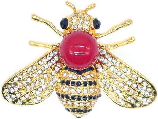 Honey Bee Brooches Crystal Insect Themed Bee Brooch Animal Fashion Shell Pearl Brooch Pin Gold Tone