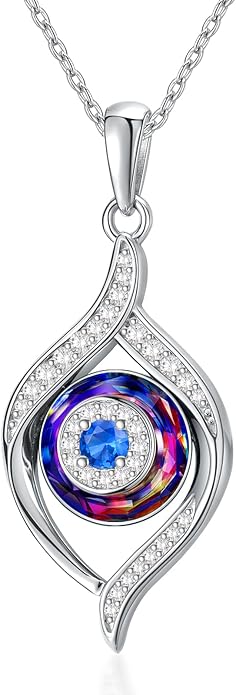 VONALA Evil Eye Necklace Sterling Silver Blue/Purple/White/Multi Eyes Pendant Necklace Luck Amulet Ojo Turco Jewelry Gift for Women Girls Daughter Mother