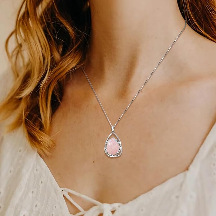 Teardrop Turquoise Pendant Necklace, 925 Sterling Silver December Birthstone Necklace Vintage Western Jewelry Gift for Women