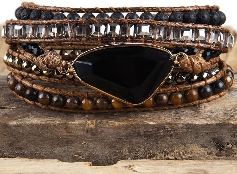 ZOSOJONA Boho Handmade Natural Stone Wrap Bracelets Turquoises Crystal Beads Bracelet Jewelry