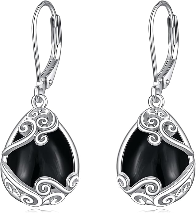 Moonstone Filigree Drop Dangle Teardrop Earrings 925 Sterling Silver Moonstone Leverback Earrings for Women Jewelry Gifts