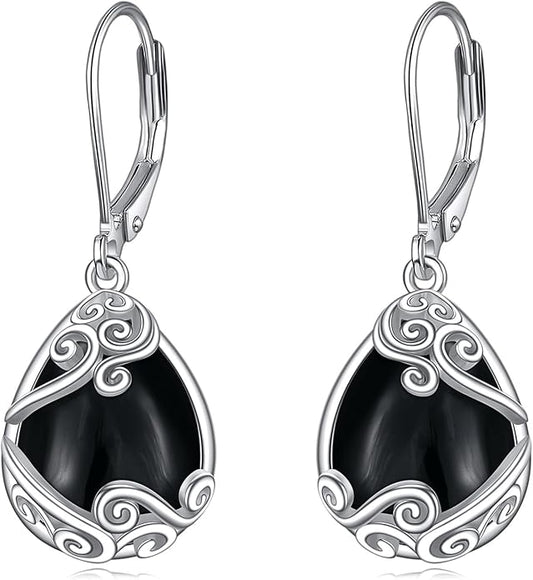 Moonstone Filigree Drop Dangle Teardrop Earrings 925 Sterling Silver Moonstone Leverback Earrings for Women Jewelry Gifts
