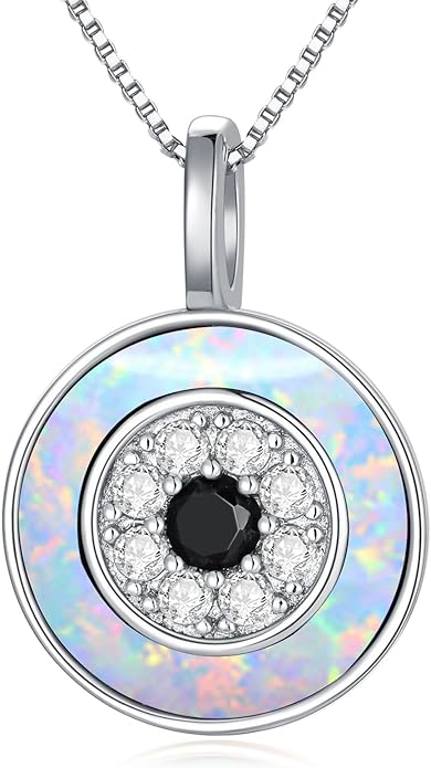 PEIMKO Evil Eye Necklace for Women 925 Sterling Silver Greek Protection Evil Eye Necklaces Jewelry Amulet Gift for Women