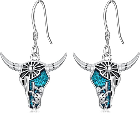 Western Earrings for Women 925 Sterling Silver Turquoise Western Country Dangle Drop Earrings Country Jewelry Gifts for Cowgirl Cowboy
