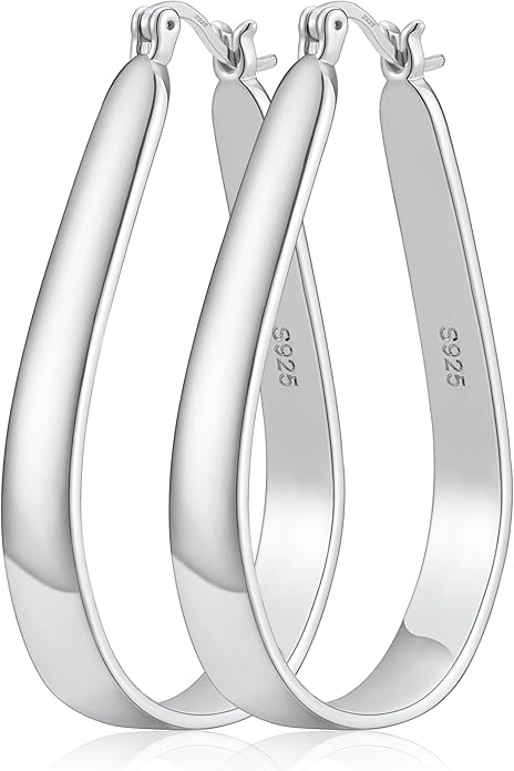 Sterling Silver Hoop Earrings for Women Large Oval Hoop Earrings Lightweight Big Gold Hoops Earrings Hypoallergenic 14K Gold Plated Hoops Earrings Non Tarnish Jewelry Gifts 20/30/40mm