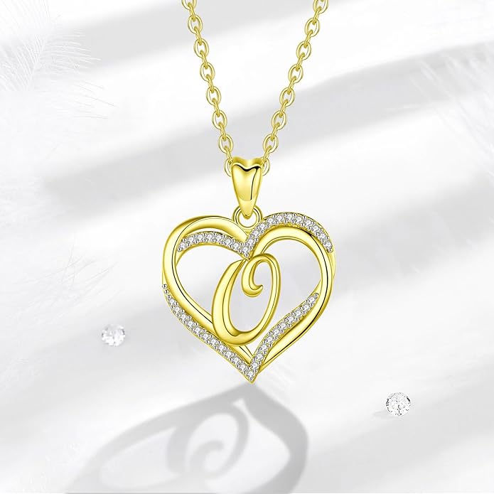 INFUSEU Unique Initial Necklaces for Women Girls Small Heart Letter Jewelry, Meaningful Personalized Gifts