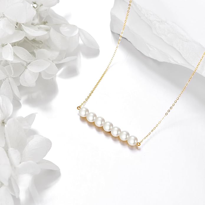 KECHO 14K Real Gold Freshwater Cultured Pearl Pendant Necklace 14K Solid Gold Jewelry Anniversary Birthday Gifts for Women