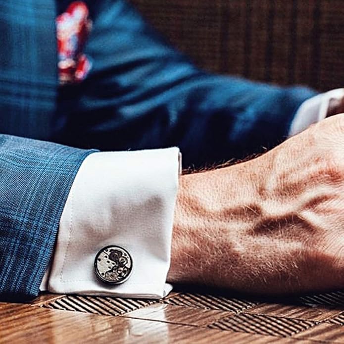 MERIT OCEAN Cuff Links Mens Steampunk Movement Shape, Cufflinks for Men Mens Shirt Vintage Gears, Cufflinks for Business Wedding Gifts