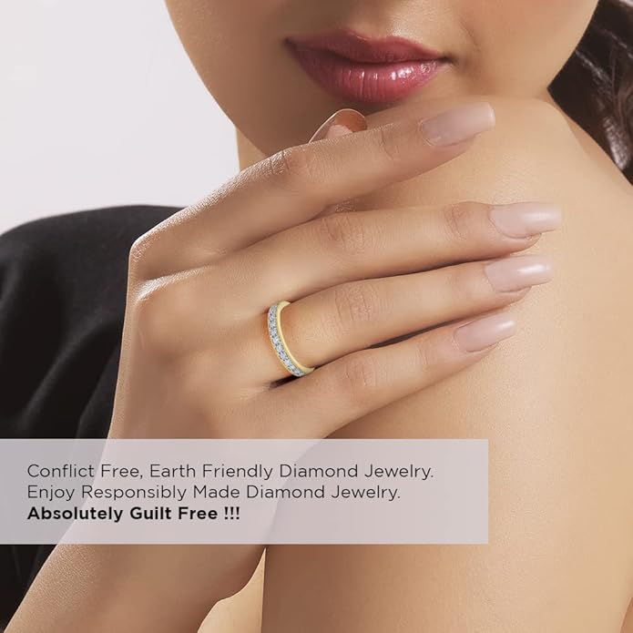 Lab Grown Diamond Wedding Bands for Women | 10K Yellow, White and Rose Gold Certified 1/10 - 1/2 Carat Milgrain Diamond Anniversary Bands, Promise Rings and Stackable Bands
