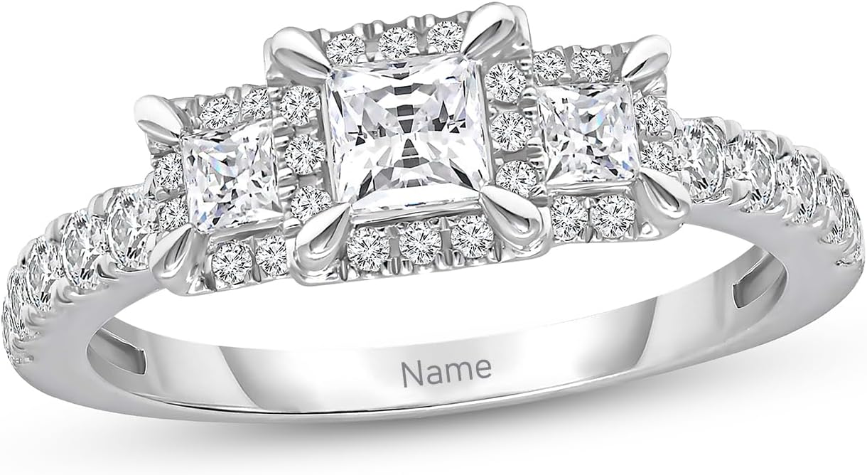Rikelus Moissanite Engagement Ring Sets for Couples,10K 14K 18K Solid Gold Heart/Princess/Round Cut Bridal Ring Sets,Customized Matching Wedding Bands Set for Men and Women Free Engraving