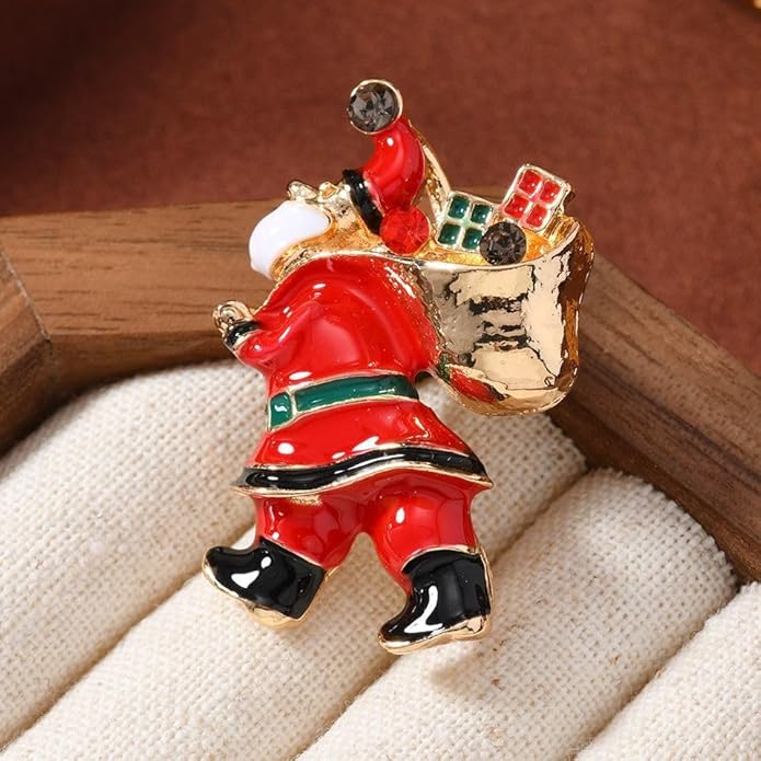 ONLYJUMP Christmas Bell Brooch Pins for Women Girls Lovely Crystal Christmass Tree Snowflake Bell Reindeer Snowman Brooches Colorful Xmas Enamel Pins Holiday Party Gift