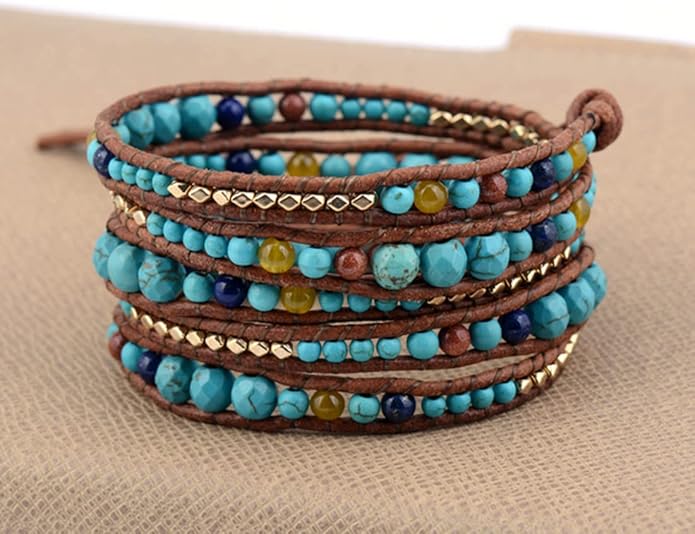 ZOSOJONA Boho Wrap Bead Bracelet for Women - Handmade Adjustable Natural Stone Beaded Bracelets Rope Yoga Healing Bracelet Bangle Hippie Jewelry