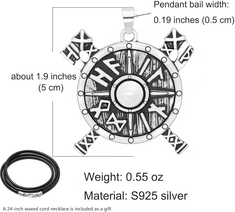 S925 Sterling Silver Viking Pendant, Norse Mythology Inspired Men's Jewelry, Perfect for Necklaces, Gift for Father's Day, Christmas, Birthday