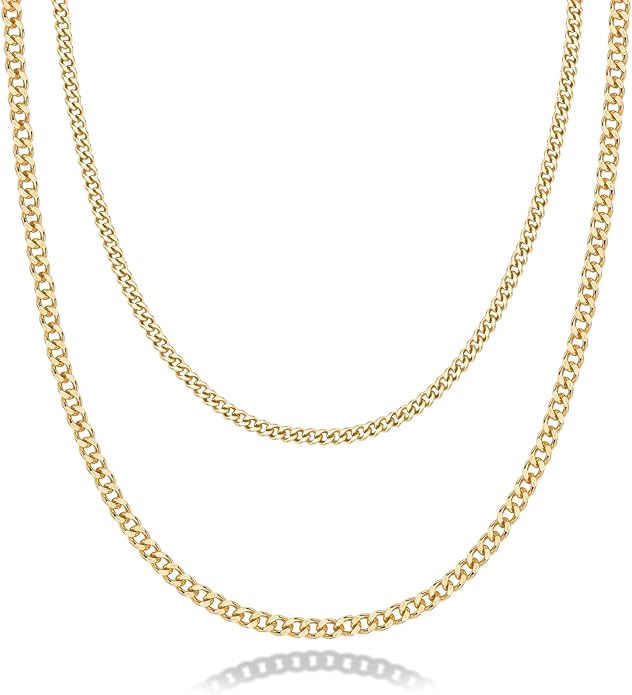 PAVOI 14K Gold Plated Dainty Layering Necklaces for Women | Snake Chain, Curb Link, Paperclip Layered Chains | Trendy Layering Necklace