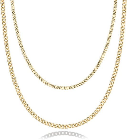 PAVOI 14K Gold Plated Dainty Layering Necklaces for Women | Snake Chain, Curb Link, Paperclip Layered Chains | Trendy Layering Necklace
