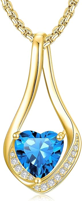 Birthstone Necklaces for Women,18k Yellow/White Gold Plated Forever Love Heart Infinity Pendant Necklace Anniversary Jewelry Christmas Birthday Gifts for Women Her Wife Girlfriend