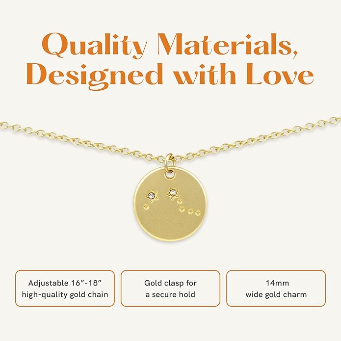 Lucky Feather Zodiac necklaces for women | Scorpio 14K Gold-Plated Astrology Pendant for Girls | Horoscope Sign Zodiac gift | Great Christmas Stocking Stuffer | Trendy Birthday Jewelry Gift | 16” - 18”