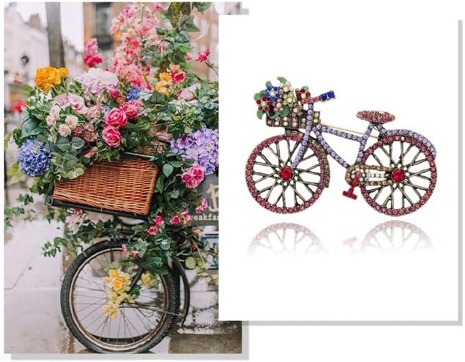 Crystal Rhinestone Creative Bicycles Brooch Pin for Women Retro Elegant Handmade Blue Brooches Pins Classic Wedding Fashion Jewelry Accessories Gift