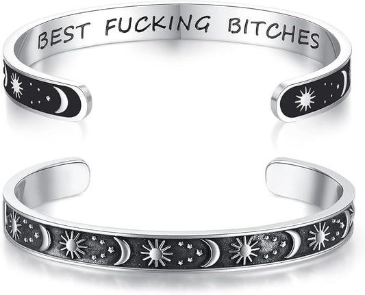 TONY & SANDY Inspirational Bracelets for Women Teen Girls Personalized Gifts for Daughter Granddaughter Mom Sister Friends Stainless Steel Engraved Cuff Birthday Easter Christmas