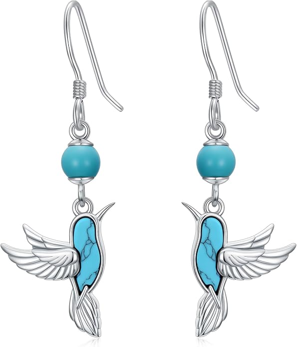 PROESS Turquoise Earrings 925 Sterling Silver Owl/Dragonfly/Butterfly/Hummingbird Earrings Butterfly Jewelry Gifts for Women Christmas Mothers Day