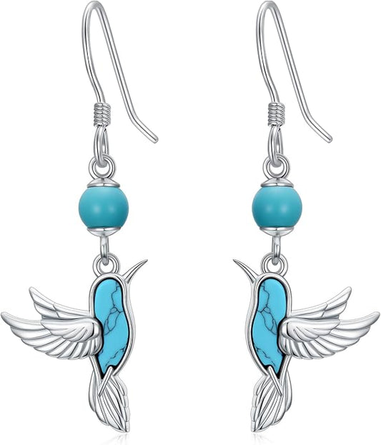 PROESS Turquoise Earrings 925 Sterling Silver Owl/Dragonfly/Butterfly/Hummingbird Earrings Butterfly Jewelry Gifts for Women Christmas Mothers Day