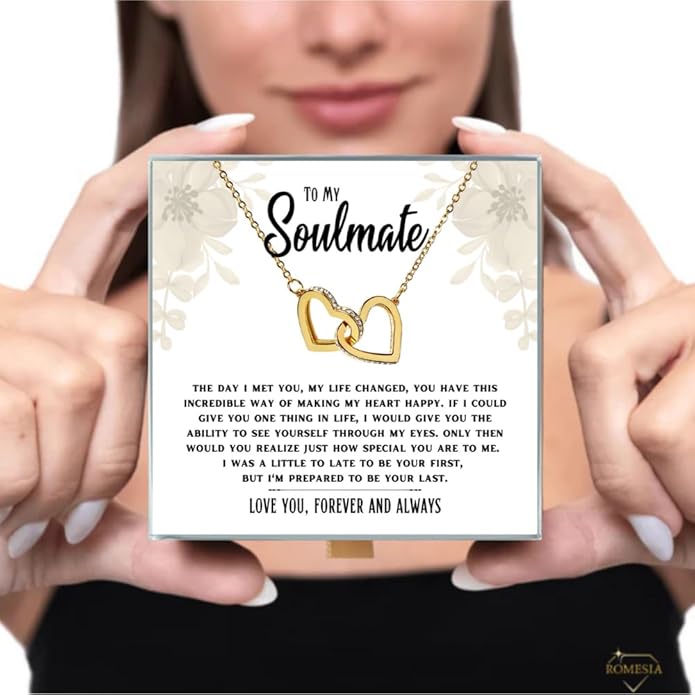 To My Soulmate Necklace For Women, Soul Mate Jewelry for Women, Future Wife Gifts, To My Wife Necklace from Husband, Gifts for Girlfriend, Pendant With Message Card