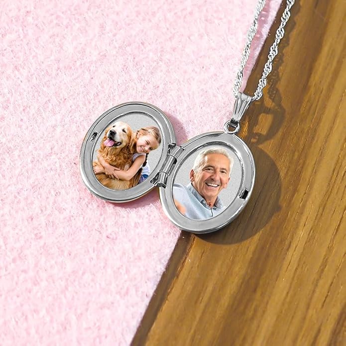 PicturesOnGold.com Sterling Silver & Yellow Gold Filled Oval Forever in My Heart Locket Necklace for Women with 18 Inch Chain