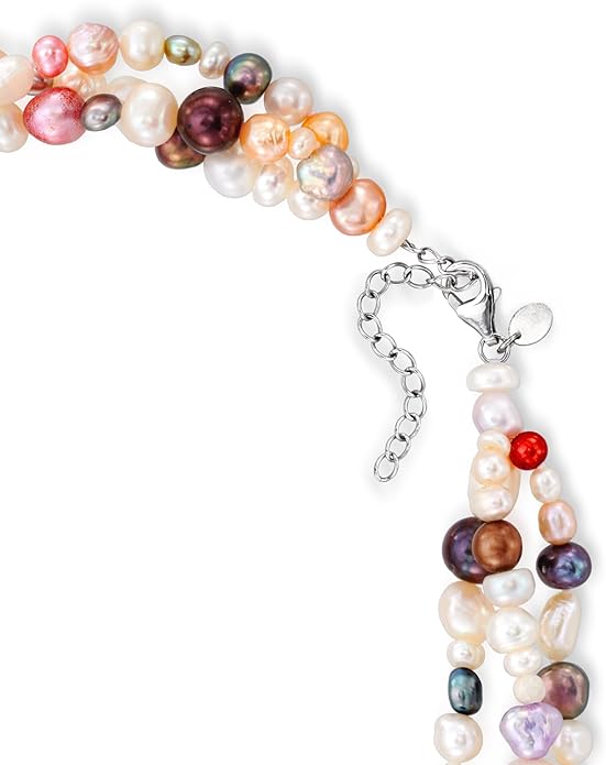 Ross-Simons 3-9mm Multicolored Cultured Pearl Torsade Necklace With Sterling Silver. 18 inches