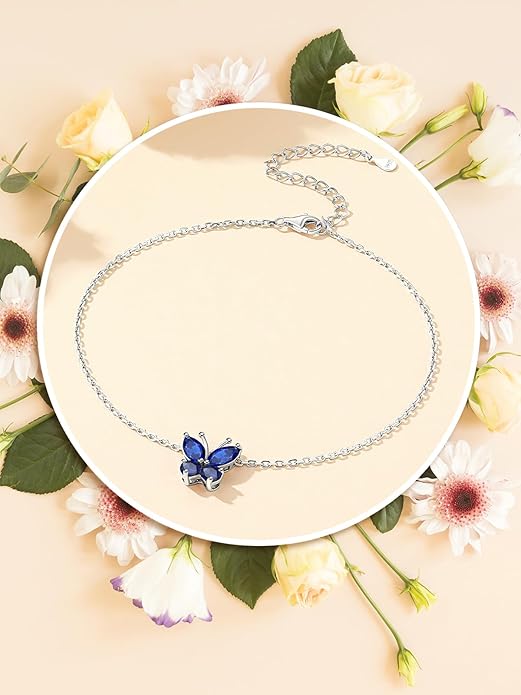 Custom4U Personalized Infinity Ankle Bracelets for Women 925 Sterling Silver Anklet Bracelet Endless Love Symbol Birthstone Charm Adjustable Foot Chain Jewelry Mothers Day Gifts for Mom Wife Women Her