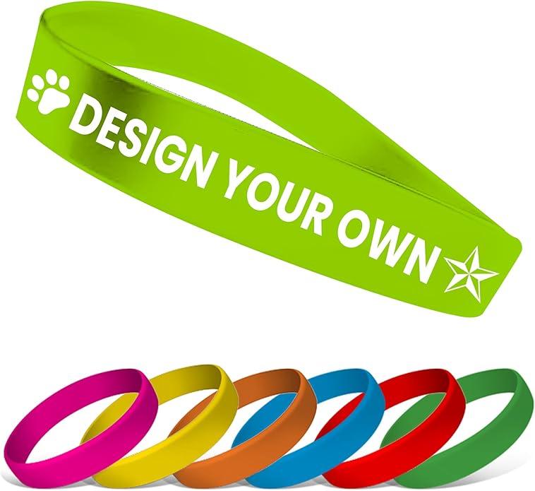 USMG Custom One Color Print Rubber Bracelets Silicone Wristbands - Add a Message - Personalized for Motivation, Events, Support, Fundraisers