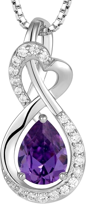 Infinity Necklace Birthstone Pendant 925 Sterling Silver Jewelry for Women