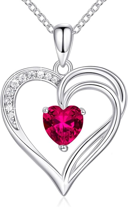 925 Sterling Silver Heart Necklace for Women Birthstone Necklace Silver Jewelry for Womens Jewelry Gifts for Women Her Mom