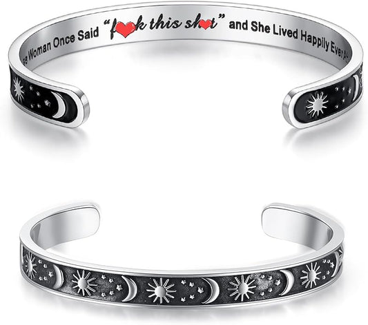 TONY & SANDY Inspirational Bracelets for Women Teen Girls Personalized Gifts for Daughter Granddaughter Mom Sister Friends Stainless Steel Engraved Cuff Birthday Easter Christmas