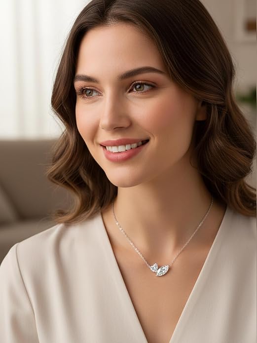 CYW Moissanite/Ruby/Sapphire/Emerald Dainty Pendant Necklace for Women, Novelty Design, Really Authentic Solid 925 Sterling Silver, 16"/18"/20" Adjustable, Birthday Anniversary Valentines Gift