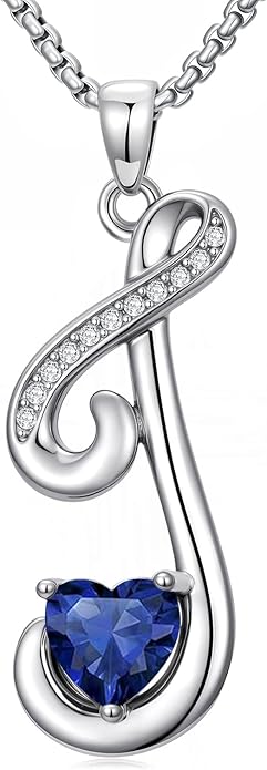 Christmas Gifts for Women Alphabet A to Z Initial Birthstone Pendant Necklaces for Women - 18k White Gold Plated Personalized Name Jewelry Valentine Mothers Day Birthday Gifts for Women Her Girlfriend